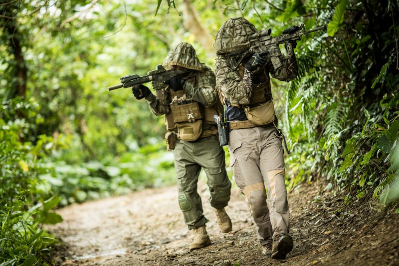 Airsoft gear laid out before a game
