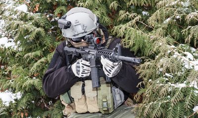 Airsoft gear laid out before a game