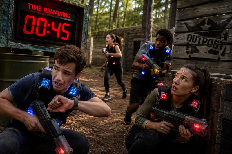 A laser tag game in progress at Cousins Adventure Parks