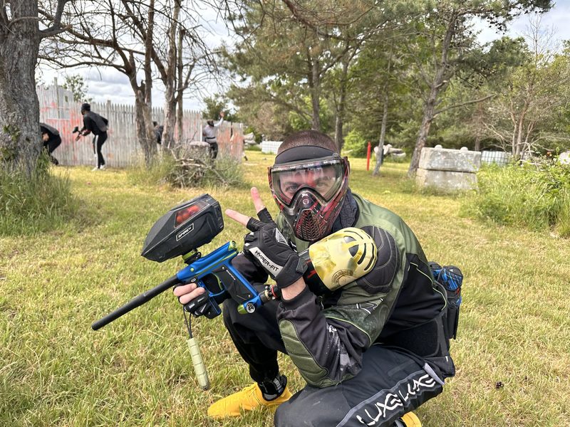 Competitive paintball players on the field at Cousins Adventure Parks