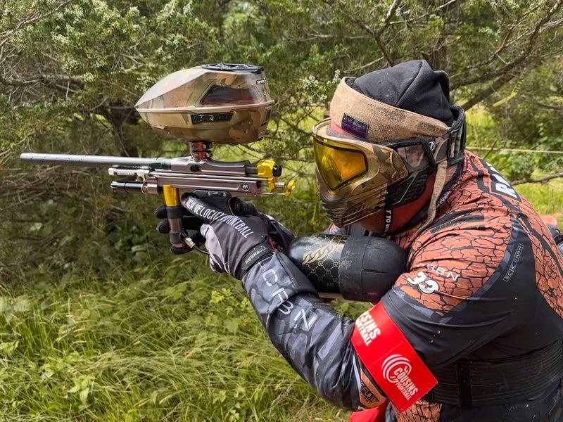 Players taking cover during a paintball game at Cousins Adventure Parks