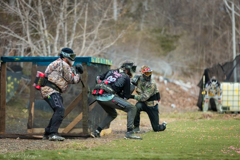 A corporate group playing paintball at Cousins Adventure Parks