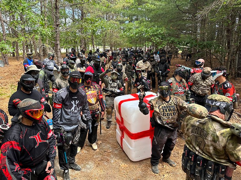 Paintball gear laid out before a game at Cousins Adventure Parks